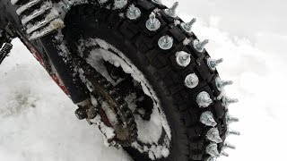 Honda Monkey 72cc Snow Driving, Spiked Tire, Dual Camera