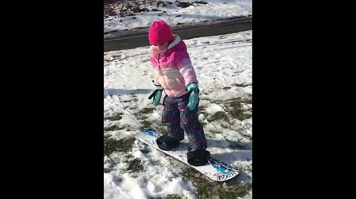 4 year old seidl twins first day on a snowboard