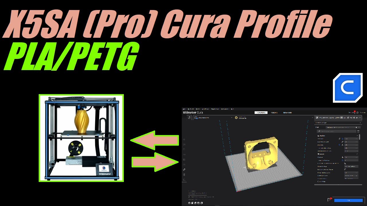 Tronxy X5SA (Pro) Cura print profiles PLA/PETG (Cura4.9.0) - YouTube