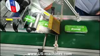 Automatic case box tray flat surface cap lid top labeling machine high accuracy