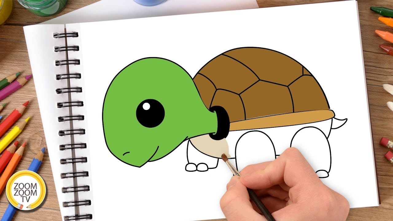 Hướng Dẫn Cách Vẽ Con Rùa - Tô Màu Con Rùa - How To Draw Turtle - Youtube