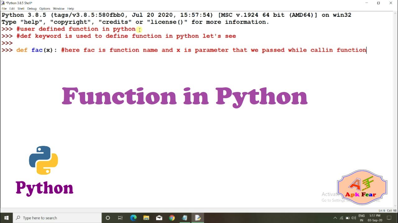 #17 Function in Python | Python Tutorial For Beginners - YouTube