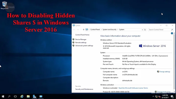 How to Disable Hidden Shares $ in Windows Server 2016