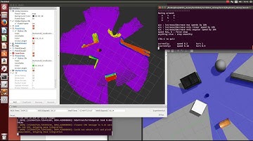 ROS gazebo turtlebot with lidar (right) and humanoid_localization within saved octree (left)