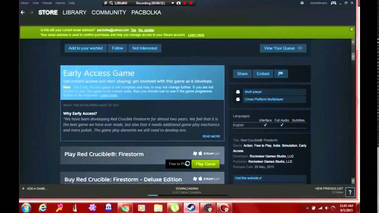 how to download red crucible firestorm on steam