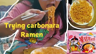 Trying Samyang Buldak Carbonara Ramen