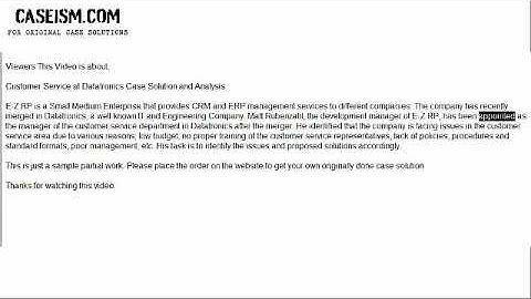 Customer Service at Datatronics Case Solution & Analysis- Caseism.com