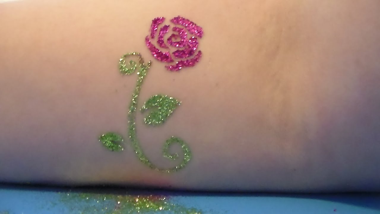 Body Art Glitter Rose Tattoo by Tulip YouTube