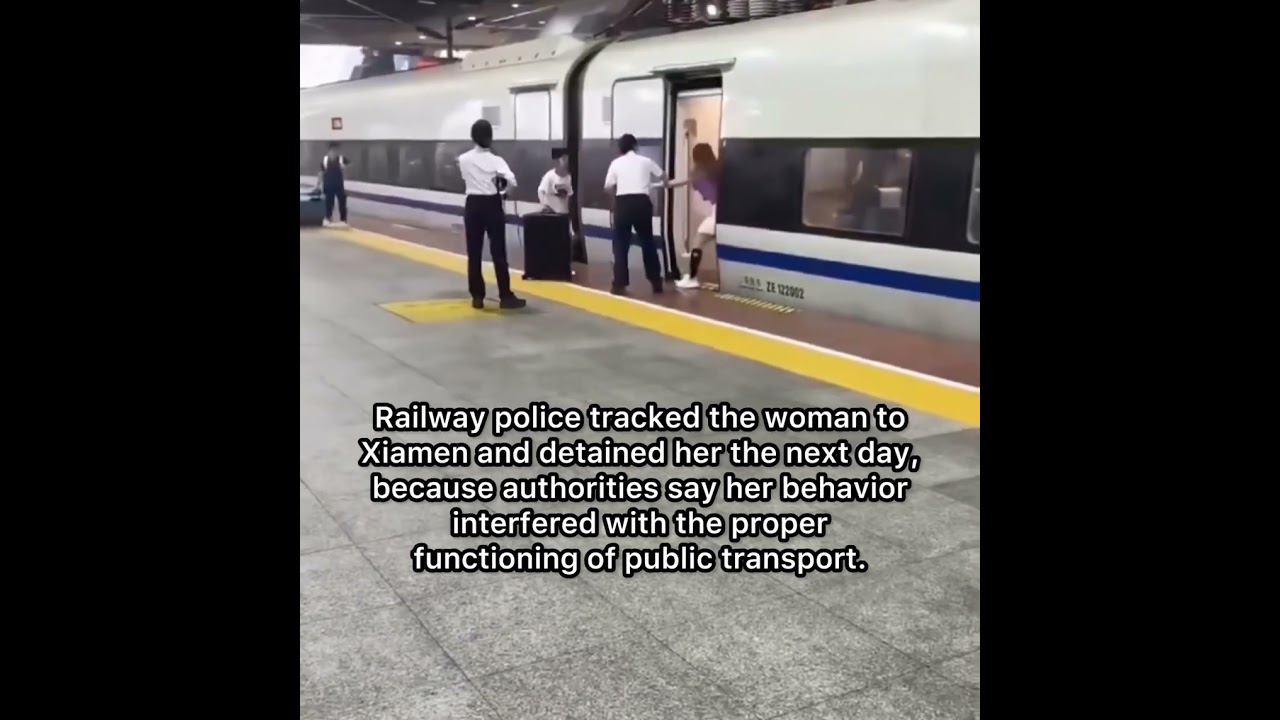 Chinese lady arrested for delaying train.             