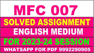 mfc 007 solved assignment 2023-24 | mfc 7 solved assignment in english 2024 | mfc 7 2024