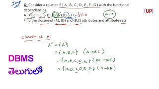 Finding Closure of Attributes and Attribute Sets in Telugu With Example | Easy  | Btech DBMS Imp