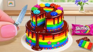 How to Make Miniature 2 tier Chocolate Cake |Beautiful Rainbow Chocolate Cake Decorating Compilation