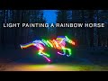 Light painting a rainbow horse  stop motion  behind the scenes