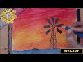 How to Draw Beautiful Scenery With Oil Pastels/ Oil Pastels Drawing For Beginners /Art arena