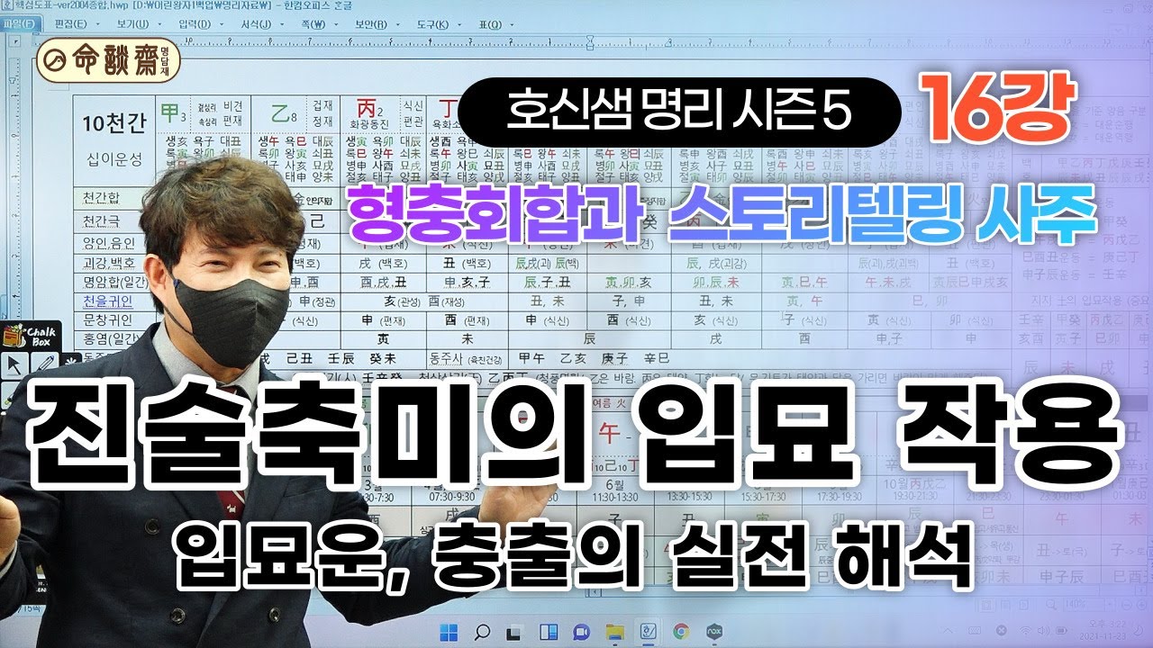 명담재 호신샘 명리 시즌5 형충회합과 스토리텔링 사주(16강) 진술축미의 입묘 작용, 입묘운, 충출의 실전 해석