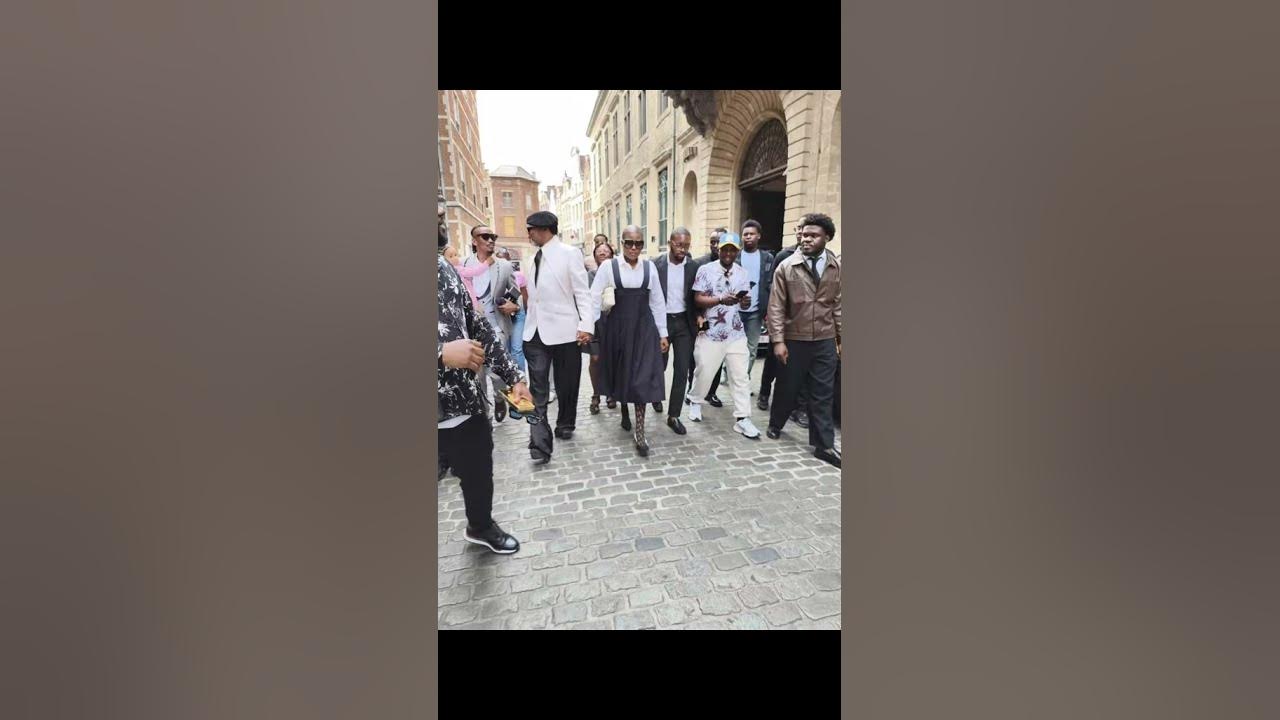 Koffi Olomide with his beloved music partner Cindy le coeur  in the streets of Bruxelles today