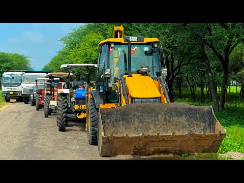 Jcb 3dx loading Mud in TATA Tippers Tractors Swaraj 855 New Holland 3630 Tractor newjcb Thar Truck