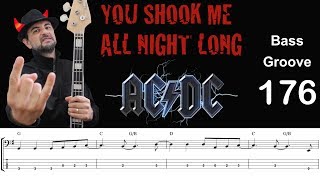 YOU SHOOK ME ALL NIGHT LONG (AC/DC) How to Play Bass Groove, Cover, Transcription, Score, Tab Lesson