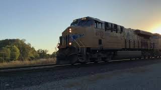Up 8155 ES44ac leads a up intermodal train and up 4046 leads a up local on the a different track