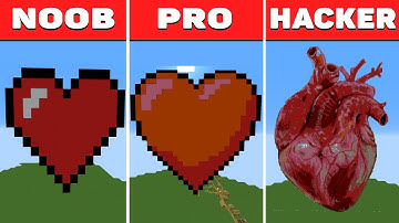 NOOB vs PRO vs HACKER Minecraft Pixel art: Heart / Animation