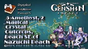 5 Amethyst, 2 Magical Crystal Outcrops, Beach SE of Nazuchi Beach | Genshin Impact | เก็นชินอิมแพกต