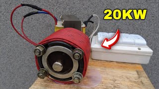 I turn 220v 20kw electric generator from pvc copper cable using permanent magnets 🧲 😎