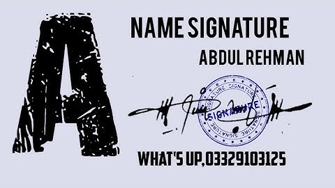 Abdul rehman name signature| style create your name best |signature style .