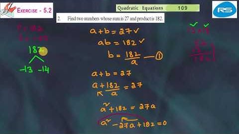 QUADRATIC EQUATIONS     TS &AP Q E EX 5 2 Q 2 X MATHS