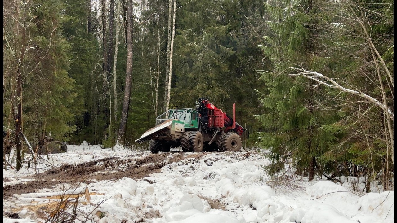 Чистка дороги в деляну на т-150 лесник