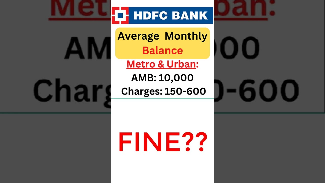 Monthly Average Balance and Charges | Hdfc Bank 