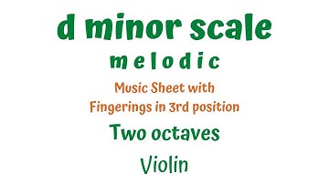 𝐝 𝐦𝐢𝐧𝐨𝐫 scale 🔔 🥁MUSIC SHEET* MELODIC * (2 octaves) fingerings in 3rd position * Violin TUTORIAL