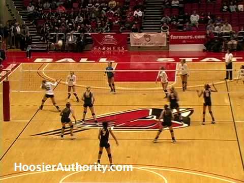 Highlights from the 2008 Indiana High School Girls Volleyball 3A State Championship match between Delta and Mishawaka Marian held on 11/8/08 at Ball State University in Muncie. Delta, which was led by Penn State recruit Darcy Dorton, won the match in three games.