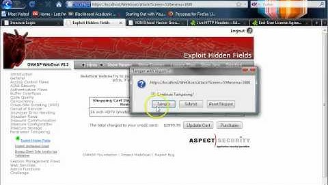 Webgoat Lesson: Parameter Tampering, Exploit Hidden Fields