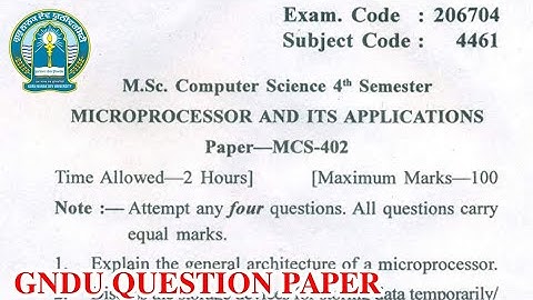 Gndu Msc Computer Science 4th Semester Microprocessor and It