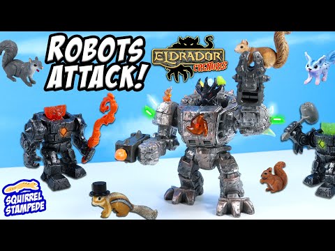 Eldrador Creatures Master Shadow Robot Mechs attack the Squirrels! Schleich Review