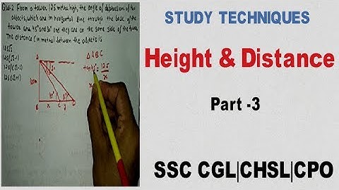 Height And Distance Trick For SSC CGL|CHSL|CPO (part- 3) In Hindi || By Study Techniques