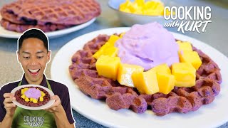 Ube Waffles: with Coconut Ube Whipped Cream | Cooking with Kurt