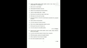 S2 Environmental Studies Previous Year Question Paper|Kerala University