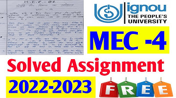 IGNOU MEC 04 SOLVED ASSIGNMENT 2022-23 !! mec 04 solved assignment 2022-23  info By Study Zone