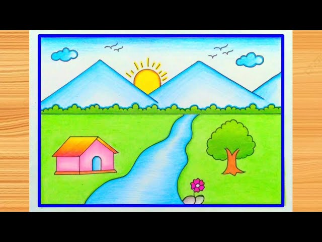 How To Draw An Easy Scenery|Pencil Shading for Beginners|Step by Step Nature  Drawing|Pencil Sketch - YouTube