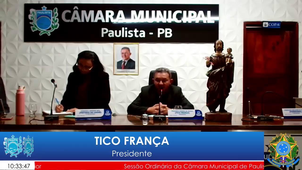 AO VIVO: SESSÃO ORDINÁRIA DA CÂMARA MUNICIPAL DE PAULISTA/PB