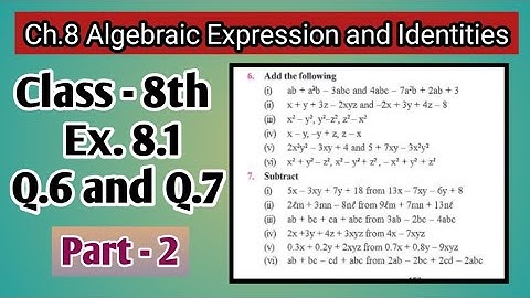 Q.6 and Q.7 | Class 8th| Ex.8.1| Ch-8| Algebraic Expression and Identities | Math | PSEB | New Book|