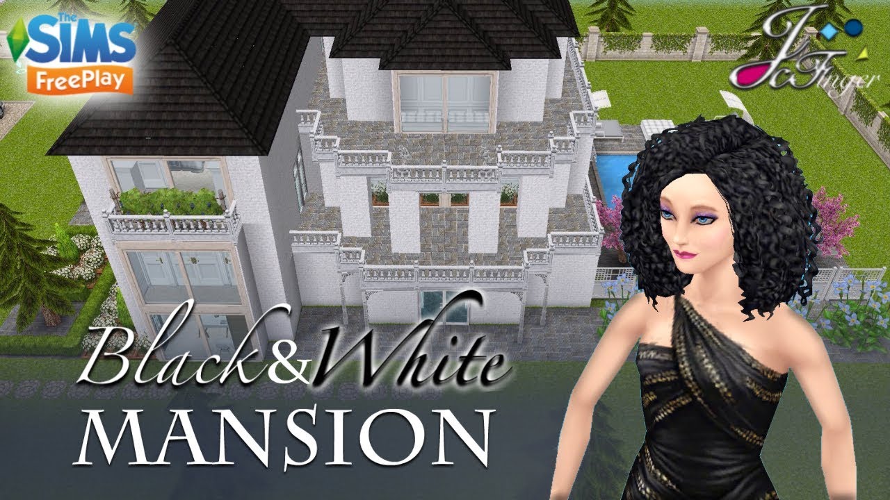 The Sims Freeplay Black And White Mansion By Joy Youtube Sims House Sims Sims Free Play