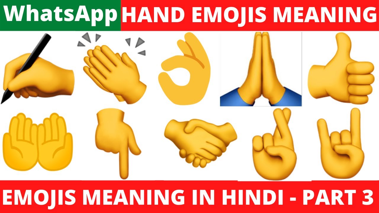 WhatsApp Hand Gesture Emoji meaning in Hindi, हाथ इमोजी का अर्थ, Hand  Emoji Symbol Meaning