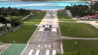 Twin Otter landing at St. Barths - View from the hill
