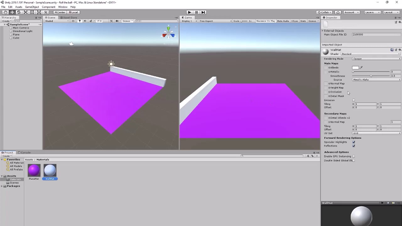 First Game in Unity: Roll-the-ball | GEOG 497: 3D Modeling and Virtual  Reality