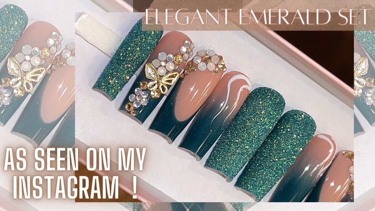 Elegant ombre press ons | Prom nails | Press on nails in depth | gelx nail art | diy press on nails