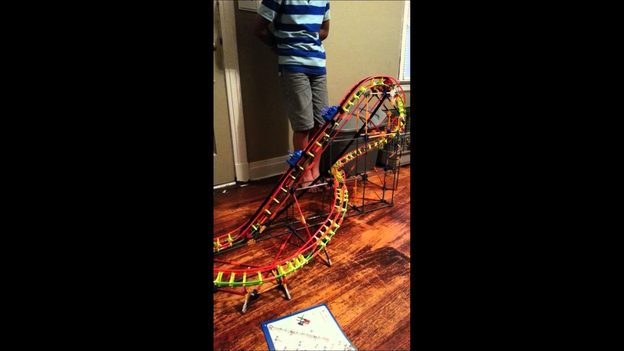 Son's first Knex roller coaster project - YouTube