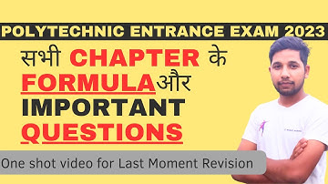 Polytechnic Entrance Exam | All Maths Formula + Important Questions Revision By Saurabh Ojha