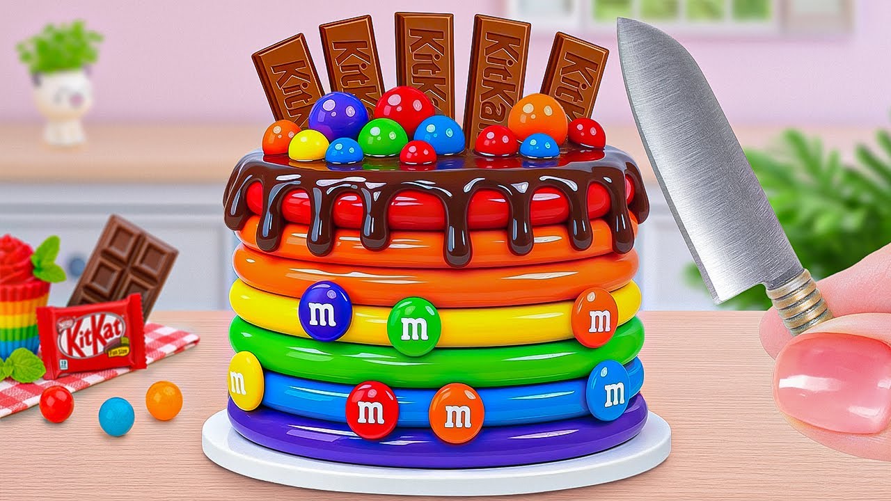 Mini Rainbow Cake Recipe With KitKat Chocolate 🍰 Stunning Rainbow Cake Decoration Ideas🧁Tiny Tammy